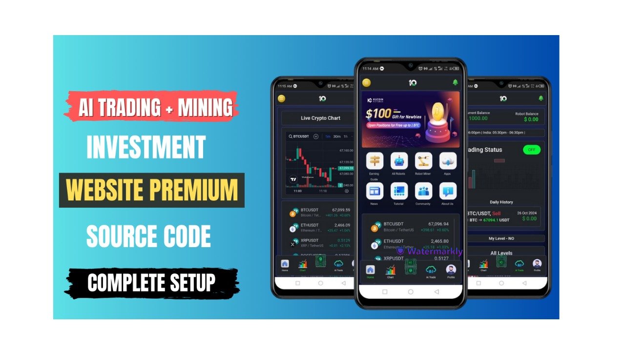AI Trading + Mining Website Script with win and loss control
